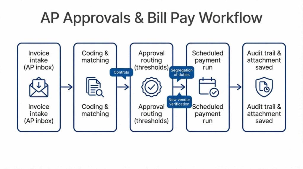 Bookkeeping Automation in 2026: What Canadian Businesses Should Automate First 4 AI bookkeeping automation Canada AP approvals and bill pay workflow with controls