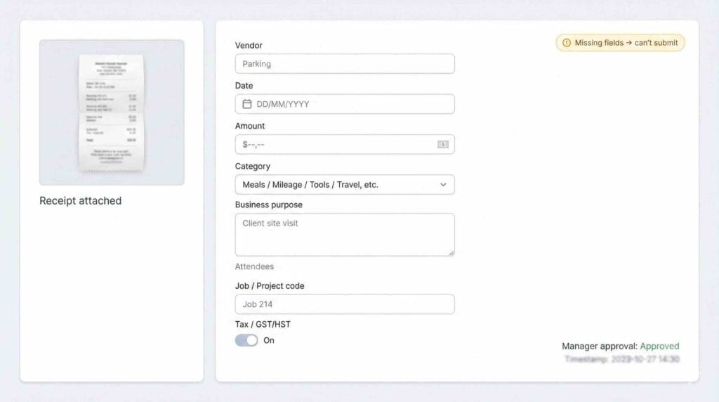 Expense Policy + Receipts Workflow: Stop Reimbursement Chaos (2026) 3 Expense policy small business complete expense claim with receipt and memo