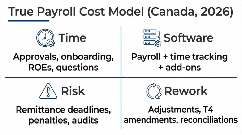 Payroll outsourcing vs in-house Canada: a 2026 cost guide for employers 2 Payroll outsourcing vs in-house Canada true payroll cost model for 2026