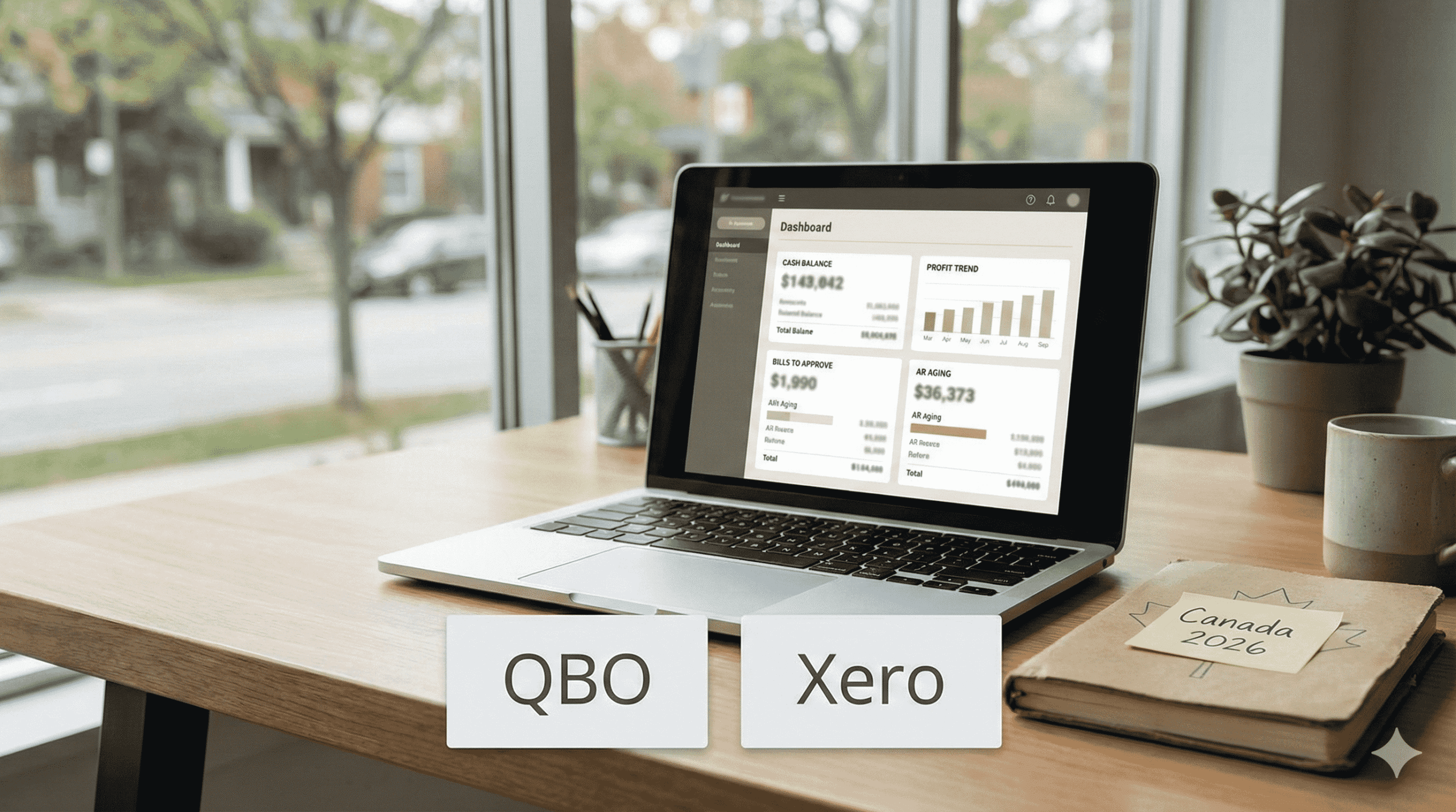 QBO vs Xero Canada (2026): Which Fits Growing Teams? 1 QBO vs Xero Canada featured comparison image with laptop dashboard and QBO and Xero cards