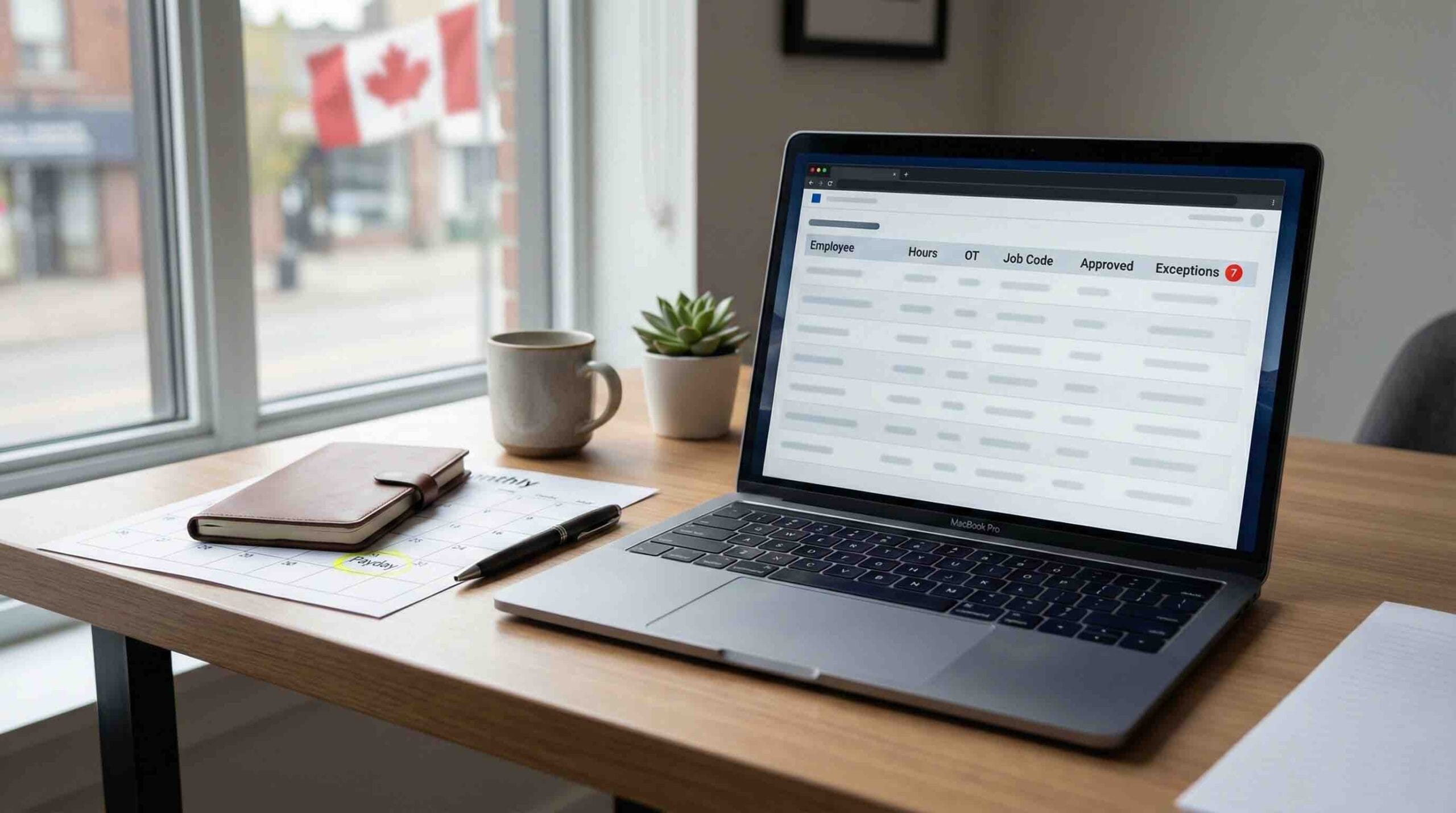 Time tracking payroll integration approvals dashboard for Canadian payroll