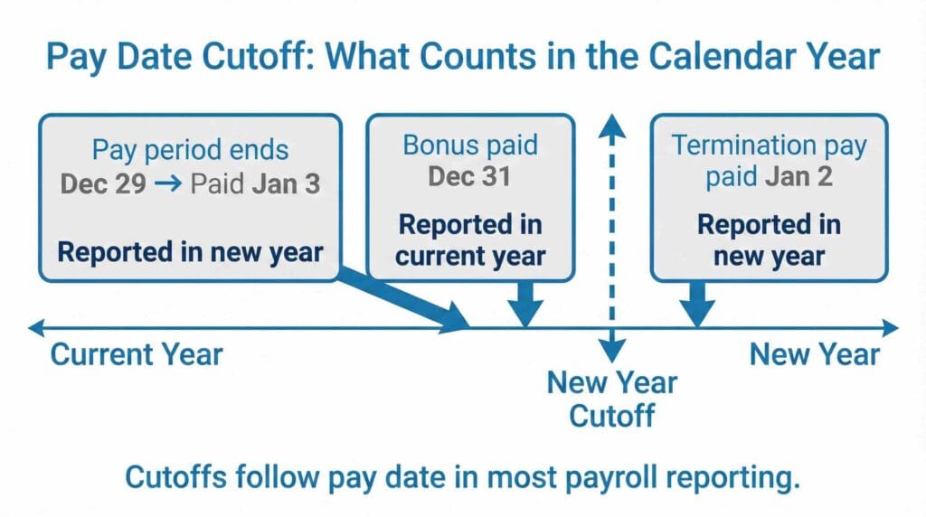 Year-end payroll BC 2026 pay date cutoff timeline for calendar year reporting